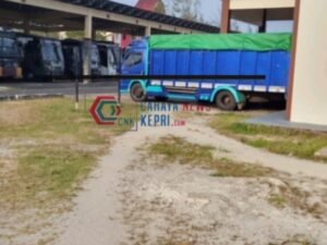 Gambar: Terduga lori bermuatan kayu ilegal yang di amankan Satreskrim Polres Lingga 