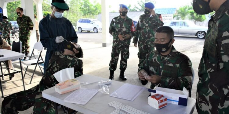 Cegah Dini Penyebaran Covid-19, Segenap Prajurit Dan PNS Lantamal lV Test Rapid Swab Antigen.