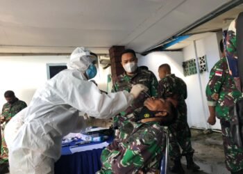 Cegah Penyebaran Covid-19, Lanal TBK Gelar Test Rapid Swab Antigen.