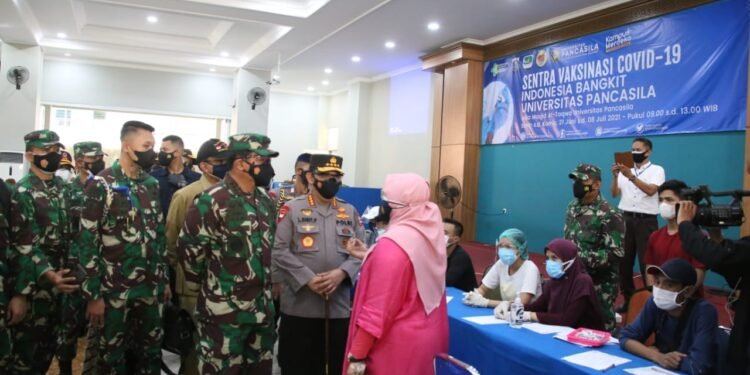 Panglima TNI Dan Kapolri Ajak Civitas Akademik, Pemuda Hingga Ormas Terlibat Aktif Percepat Vaksinasi.