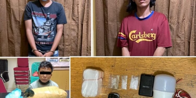 Ditresnarkoba Polda Kepri Berhasil Amankan Tiga Tersangka Tindak Pidana Narkotika Jenis Sabu Dan Narkotika Jenis Daun Ganja.