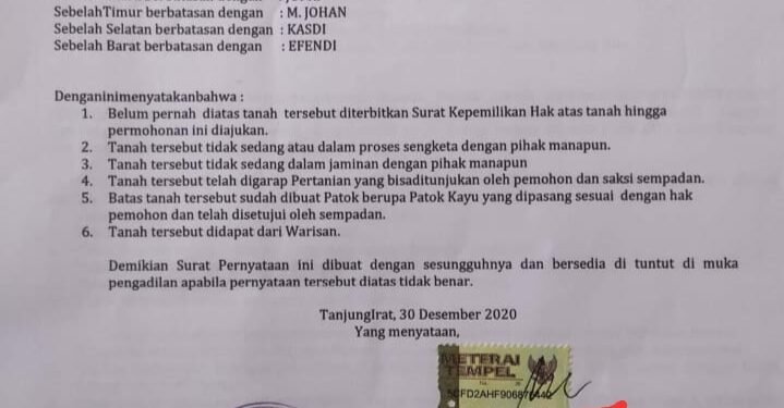 Jual Ratusan Hektar Hutan Wilayah Desa Sepadan, Ini Kata Narasumber Dan Bantahan Pjs Kades Tanjung Irat.