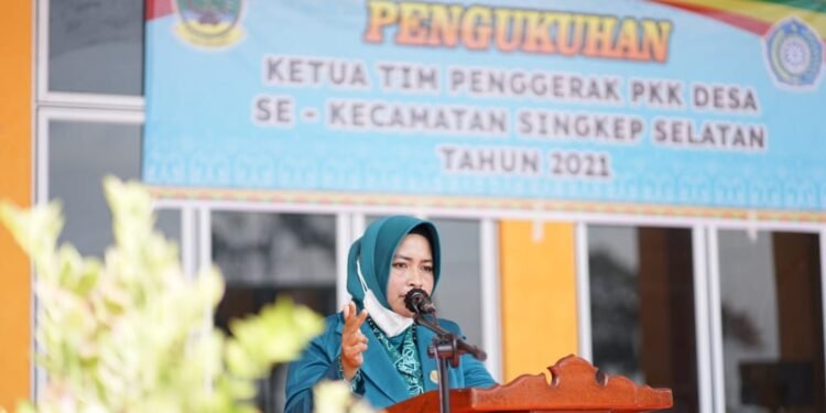 Hadiri Pengukuhan Ketua TP PKK Desa Se-Kecamatan Singkep Selatan, Ketua TP PKK Kabupaten Lingga Berikan Motivasi.
