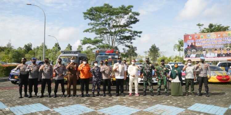 Kapolres Bintan Hadiri Apel Kesiapsiagaan Bencana Kabupaten Bintan Tahun 2021.