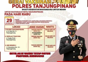 Hari Ini, Polres Tanjungpinang Gelar Vaksin Presisi Di Tiga Lokasi.