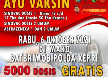 Satbrimob Dan Biddokes Polda Kepri Akan Menggelar Vaksinasi Massal Kembali.