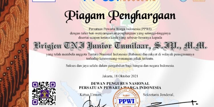 PPWI Apresiasi Brigjen TNI Junior Tumilaar Bela Babinsa dan Rakyat Kecil.