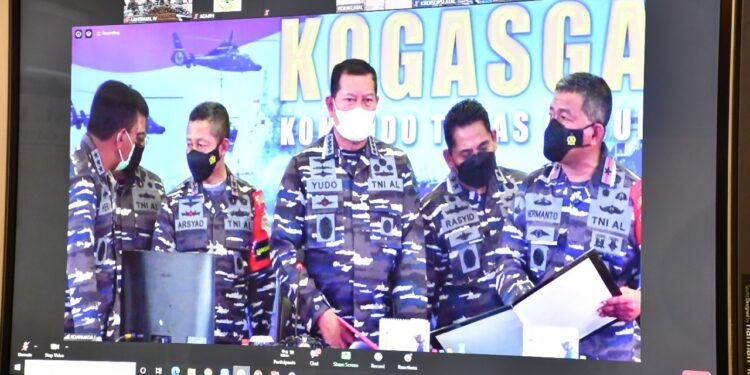 Danlantamal lV Melalui Vicon Ikuti Peninjauan Kasal Atas Kesiapan Latihan OPSFIB Tahun 2021.