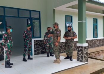 Perkuat Kerjasama, Satgas Pamtas Yonif Mekanis 643/Wns Terima Kunjungan Kerja Malaysia Military Liason Officer.