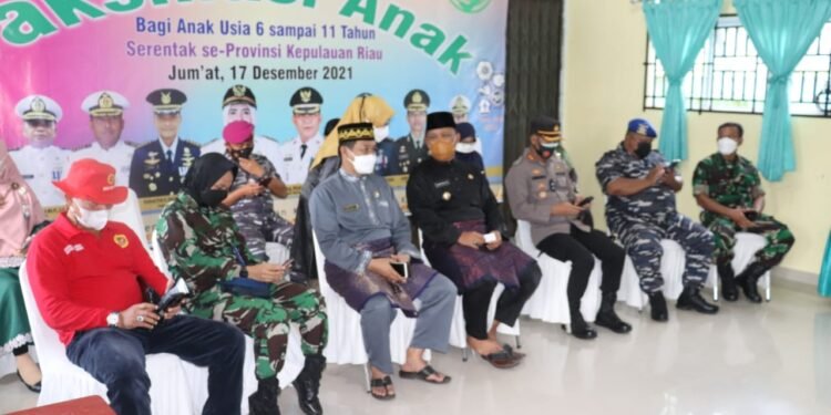 Peran Aktif Kodim 0315/Bintan Dalam Launching Vaksinasi Anak Usia 6-11 Tahun, Sebanyak 968 Anak Ditargetkan Ikuti Vaksinasi Di SDN 003 Tanjungpinang Timur.