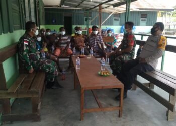 Jelang Natal dan Tahun Baru, Satgas Pamtas Yonif 126/KC Gelar Rakor Dengan Koramil Dan Polsek Setempat.
