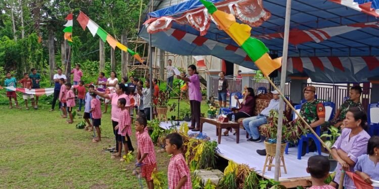 Dalam Rangka Menyambut Tahun Baru 2022, Satgas Yonarhanud 11/WBY Gelar Lomba Tradisional Di Negeri Mahu.