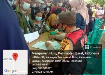 552 Warga Mempawah Hulu Ikuti Vaksinasi Lanjutan Covid-19 Dosis 2 Di PKM Karangan.