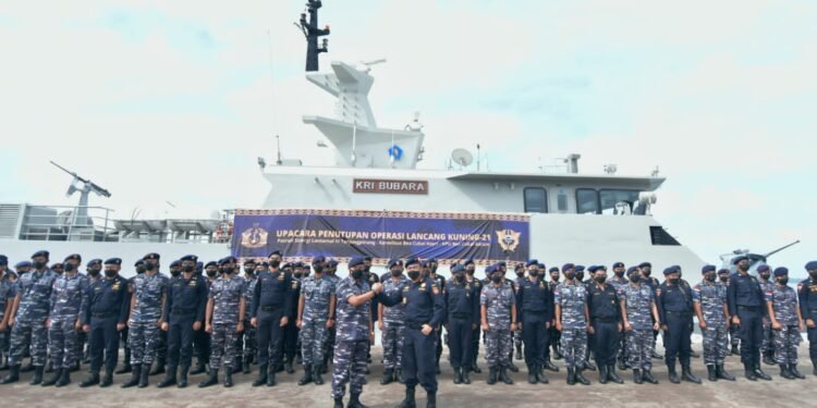Upacara Penutupan Operasi Lancang Kuning-21 Sinergi Patroli Laut Lantamal lV – Kanwil Khusus DJBC Kepri KPU Bea Cukai Batam di Wilayah Kepri.