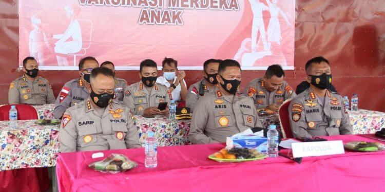 Kapolda Kepri Hadiri Percepatan Vaksinasi Merdeka Anak Secara Virtual.