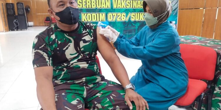 Bentengi Diri Dari Covid-19, Prajurit dan PNS Kodim 0726/Sukoharjo Hari Ini Terima Vaksin Booster.