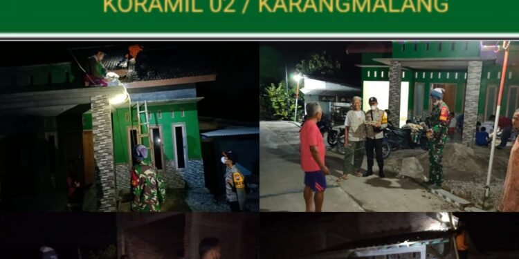 Peduli Keselamatan Warga, Babinsa Plosokerep Koramil 02/Karangmalang Bantu Evakuasi Sarang Tawon Vespa.