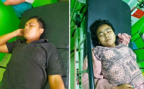 Lakalantas Truk Trailer, Pengendara dan Penumpang Honda Verza Dilarikan ke Rumah Sakit.