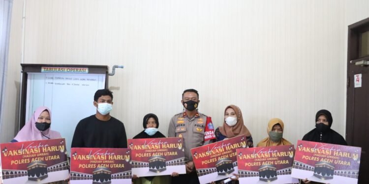 Satu Warga Asal Paya Bakong Dan 5 Lainnya, Terima Hadiah Umrah Dari Polres Aceh Utara.