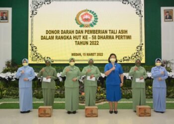 Ibu Dra Intan Ainul Mardiah Pimpin HUT Ke-58 Dharma Pertiwi di Medan.