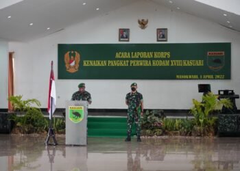 579 Personel Kodam XVIII/Kasuari Naik Pangkat, Kasdam: Syukuri dan Jadikan Penyemangat.