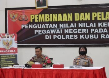 50 Personel Polres Kubu Raya Mengikuti Pembinaan Dan Latihan Penguatan Nilai-nilai Kebangsaan.