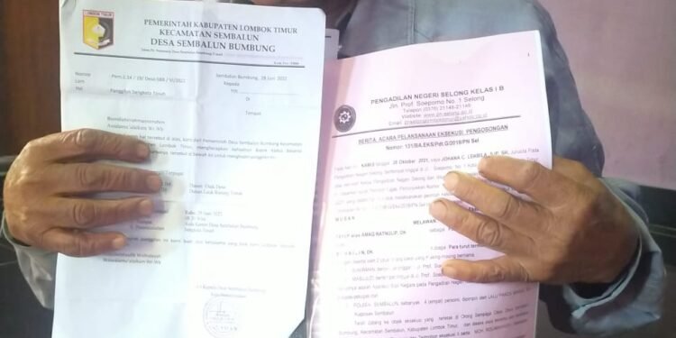 Amaq Misnalim Menyayangkan Laporannya Terkait Masalah Penggeregahan Belum di Tindak Lanjuti Pihak Polres Lombok Timur.