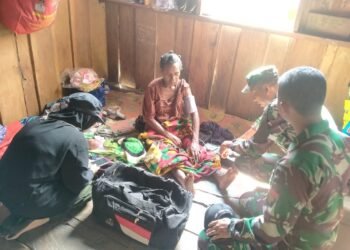 Sakit Demam dan Pusing, Warga Didatangi dan Diobati Satgas Yonif 126/KC.