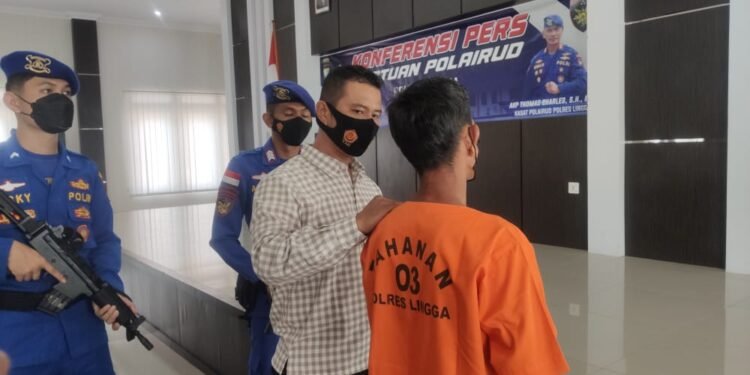 Satpolairud Polres Lingga Berhasil Tangkap Seorang Pelaku Illegal Logging.