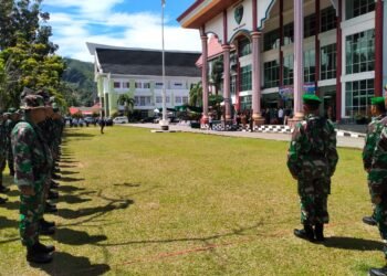 Dedikasi Membangun Negeri untuk NKRI, Bersama Rakyat TNI Kuat, ”TMMD Ke-115 Tahun 2022 Kodim 0311/Pessel Resmi Dibuka”.