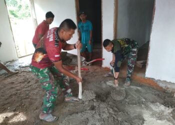Satgas TMMD Ke 115 Kodim 0311/Pessel Bersama-Sama Bangun Rumah Warga.