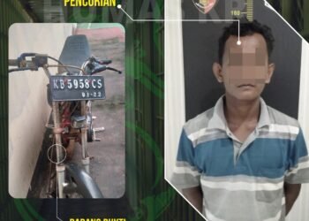 Polisi Berhasil Ringkus Seorang Pencuri Sepeda Motor di Mess PT. GAN 3 Sungai Ambawang.