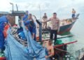Tanggap Terima Laporan Kapal Karam, Kapolres dan Kasatpolairud Polres Lingga Turun ke Lokasi Kejadian.