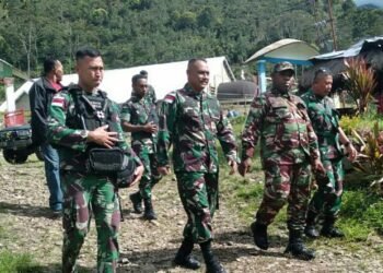 Satgas YR 142/KJ Terima Kunjungan Dandim 1702/Jayawijaya Di Distrik Kanggime.