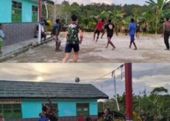 Satgas Yonif 143/TWEJ Jadikan Olahraga Sarana Silaturahmi Dengan Masyarakat