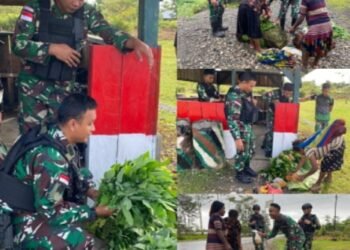 Bantu Perekonomian, Satgas Yonif Raider 200/BN Membeli Hasil Kebun Masyarakat