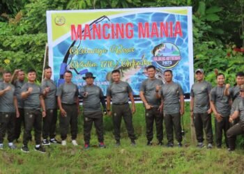 Pererat Hubungan Kekeluargaan, Anggota Kodim 1710/Mimika Laksanakan Acara Mancing Mania