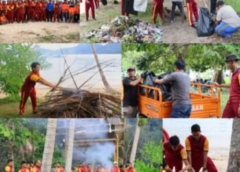 Polres Kepulauan Anambas Dalam Rangka Membersihkan Sampah Serentak Bersama