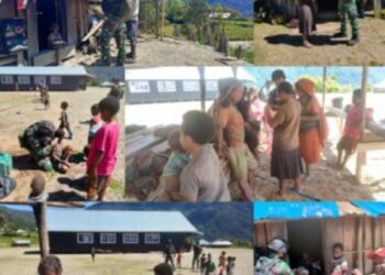 Jelang HUT Kemerdekaan RI Ke-78, Satgas Yonif RK 115/ML Melaksanakan Kegiatan Sosial dan Pembagian Bendera Merah Putih