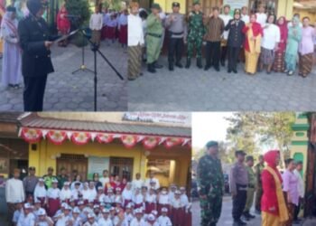 Tanamkan Cinta Tanah Air, Babinsa Tipes Upacara HUT RI Ke-78 di SDN Slembaran