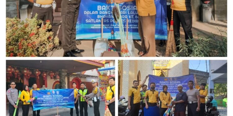 Merayakan HUT Lalu Lintas Ke-68, Satlantas Polres Kediri Kota Lakukan Aksi Sosial di Rumah Ibadah Secara Serentak