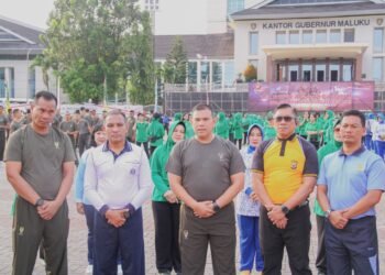 Sambut HUT Ke-78 TNI, Danlantamal IX Bersama Pimpinan TNI-Polri Maluku Laksanakan Olahraga Bersama, Bhakti Sosial Kesehatan