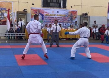 Personel Satgas Yonif 125/SMB Raih Medali Emas di Kejuaraan Karate PORPROV Papua Selatan Ke-1