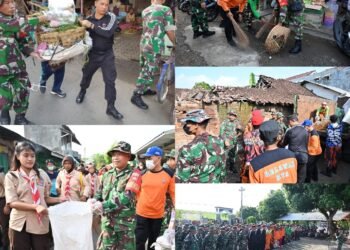 Bersih Pasar Mulur, Kodim 0726/Sukoharjo Gelar Karya Bakti TNI Gandeng Berbagai Elemen Masyarakat