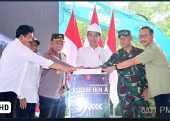 Panglima TNI Mendampingi Presiden RI Groundbreaking Kodim IKN