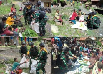 Satgas TNI 300 Siliwangi Borong Hasil Bumi Masyarakat Beoga Papua