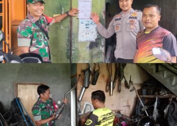 Sambangi Para Pemilik Bengkel Babinsa dan Bhabinkamtibmas Edukasi Pelarangan Knalpot Brong