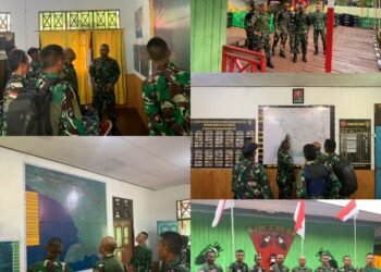 Satgas Yonif 125/SMB Terima Kedatangan Personel Satgas Pamtas RI-PNG Mobile di Pos Kout
