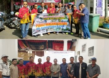 Bupati Tanah Datar Menerima Tim Relawan IKMR Tapung Yang Mengantar Bantuan Korban Galodo