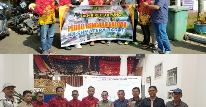 Bupati Tanah Datar Menerima Tim Relawan IKMR Tapung Yang Mengantar Bantuan Korban Galodo